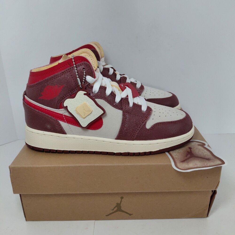 Nike Air Jordan 1 Mid SE GS AJ1 Bread Butter and Sole Kids 5Y Women's 6.5